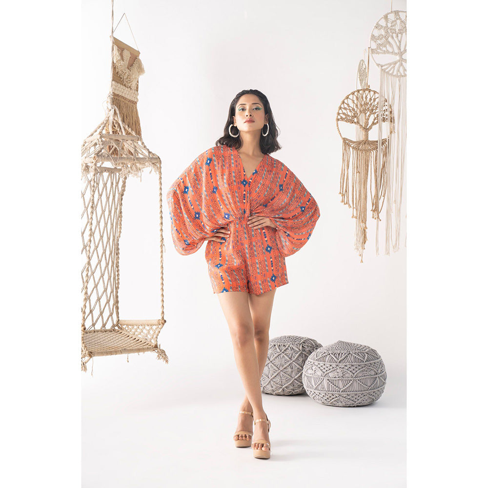 Chhavvi Aggarwal Women Printed Orange Playsuit