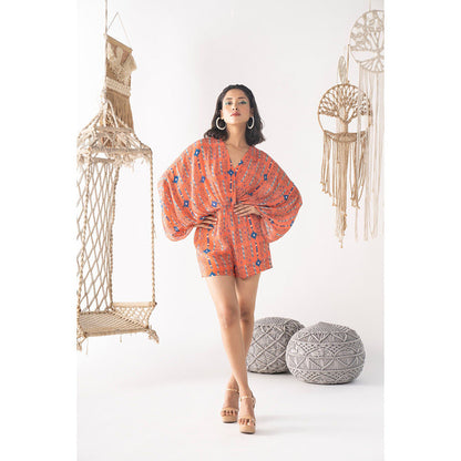 Chhavvi Aggarwal Women Printed Orange Playsuit