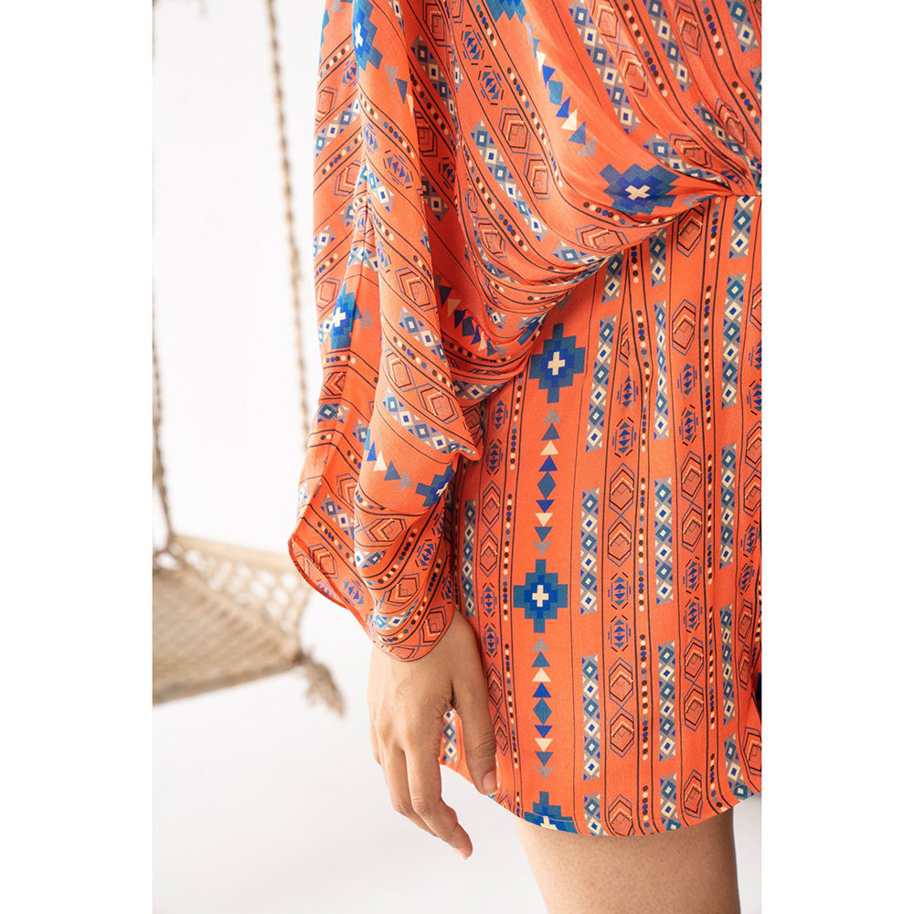 Chhavvi Aggarwal Women Printed Orange Playsuit