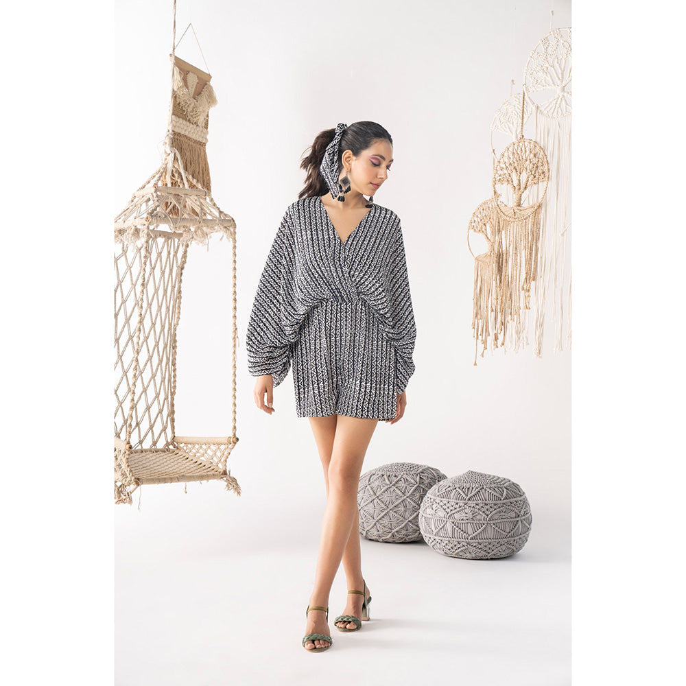 Chhavvi Aggarwal Women Printed Black Playsuit