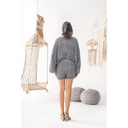 Chhavvi Aggarwal Women Printed Black Playsuit