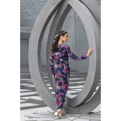 Chhavvi Aggarwal Women Floral Navy Blue Maxi Dress