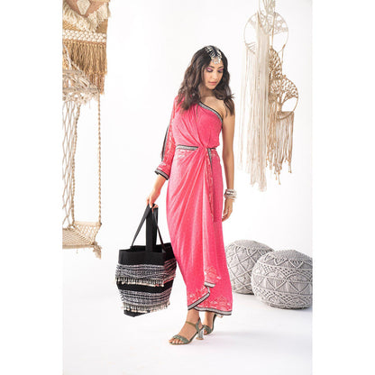 Chhavvi Aggarwal Women Printed Pink Maxi Dress