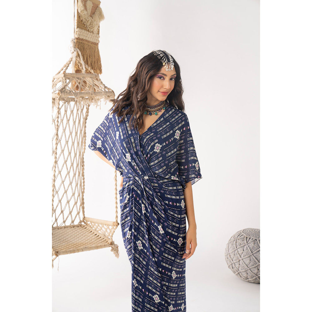 Chhavvi Aggarwal Women Printed Navy Blue Maxi Dress