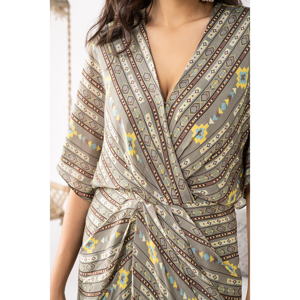Chhavvi Aggarwal Women Printed Grey Maxi Dress