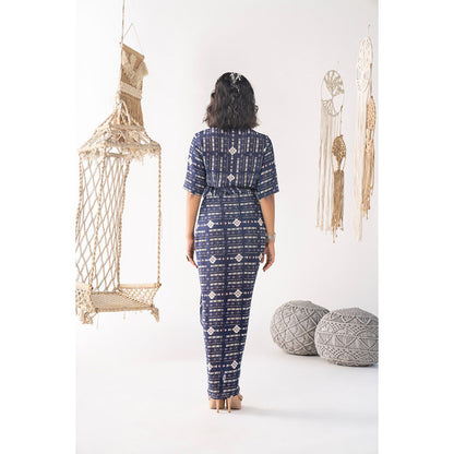 Chhavvi Aggarwal Women Printed Navy Blue Maxi Dress