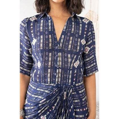 Chhavvi Aggarwal Women Printed Navy Blue Maxi Dress