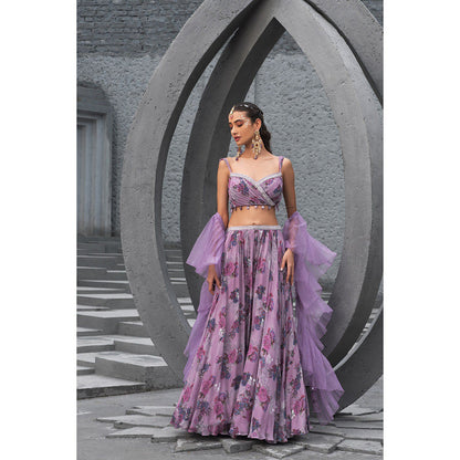 Chhavvi Aggarwal Women Floral Lavender Lehenga with Choli & Dupatta (Set of 3)