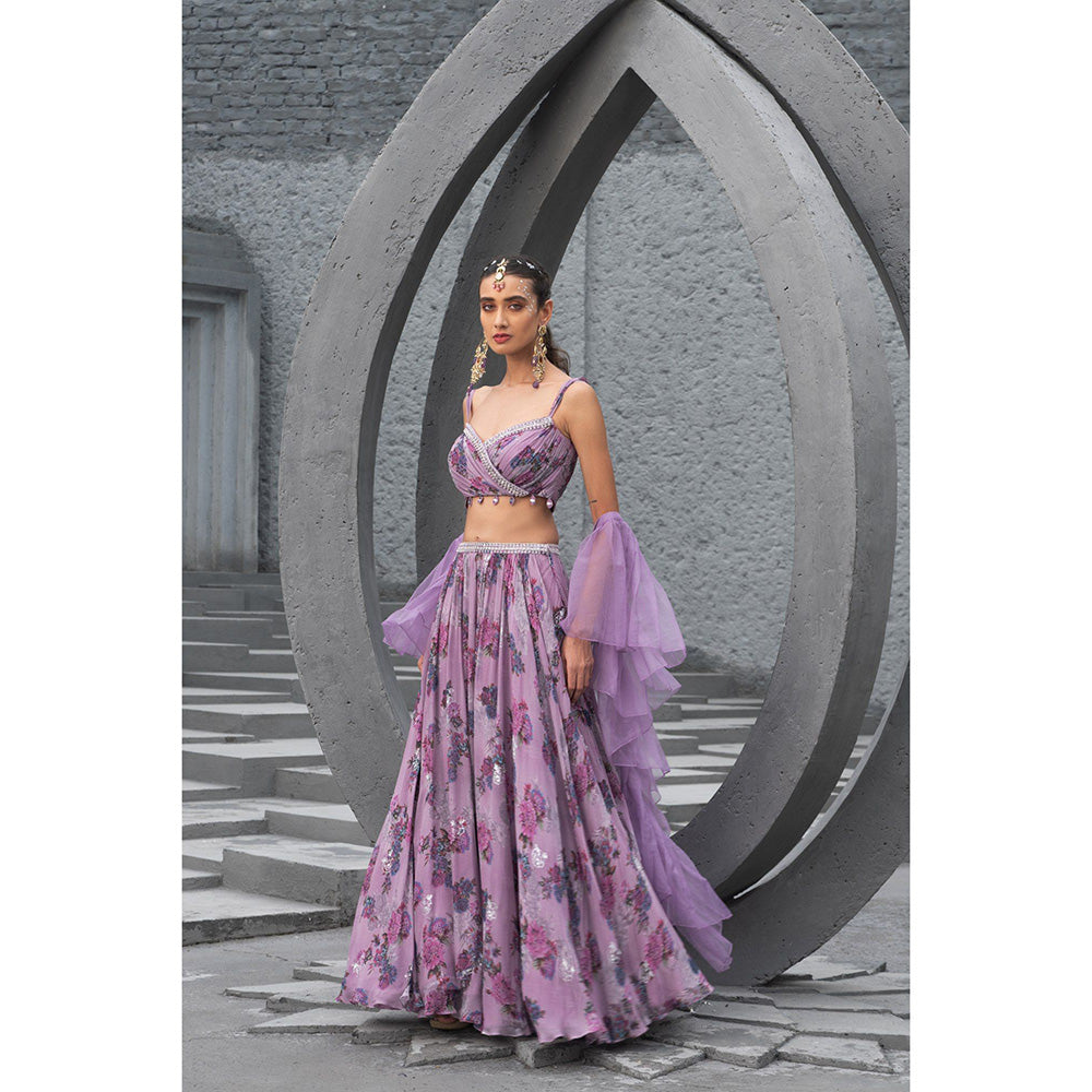 Chhavvi Aggarwal Women Floral Lavender Lehenga with Choli & Dupatta (Set of 3)