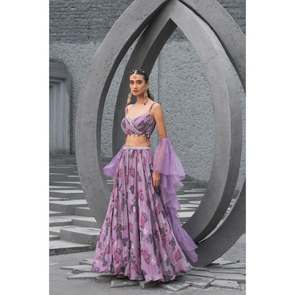 Chhavvi Aggarwal Women Floral Lavender Lehenga with Choli & Dupatta (Set of 3)