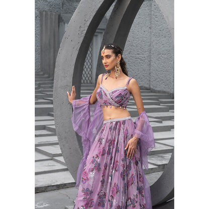 Chhavvi Aggarwal Women Floral Lavender Lehenga with Choli & Dupatta (Set of 3)