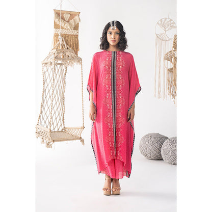 Chhavvi Aggarwal Women Printed Pink Kaftan with Palazzo (Set of 2)