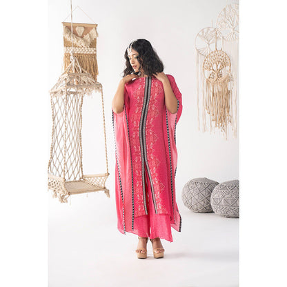 Chhavvi Aggarwal Women Printed Pink Kaftan with Palazzo (Set of 2)