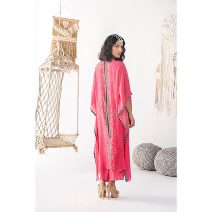 Chhavvi Aggarwal Women Printed Pink Kaftan with Palazzo (Set of 2)