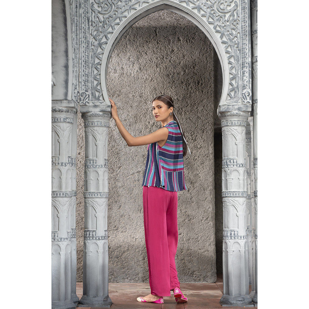 Chhavvi Aggarwal Women Solid Pink Jumpsuit with Cape (Set of 2)