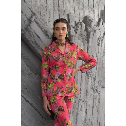 Chhavvi Aggarwal Women Floral Pink Jacket with Pant (Set of 2)