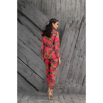 Chhavvi Aggarwal Women Floral Pink Jacket with Pant (Set of 2)