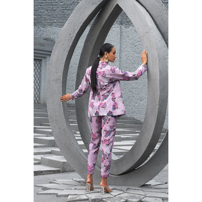 Chhavvi Aggarwal Women Floral Lavender Bralette with Pant & Jacket (Set of 3)