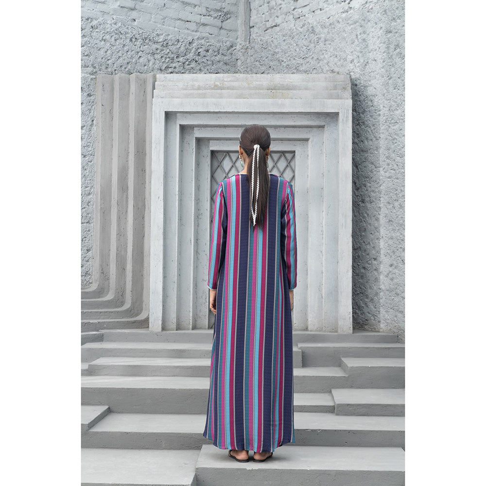 Chhavvi Aggarwal Women Embellished Navy Blue Bralette with Palazzo & Cape (Set of 3)