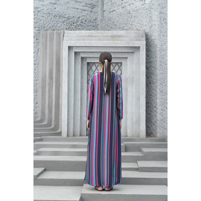 Chhavvi Aggarwal Women Embellished Navy Blue Bralette with Palazzo & Cape (Set of 3)