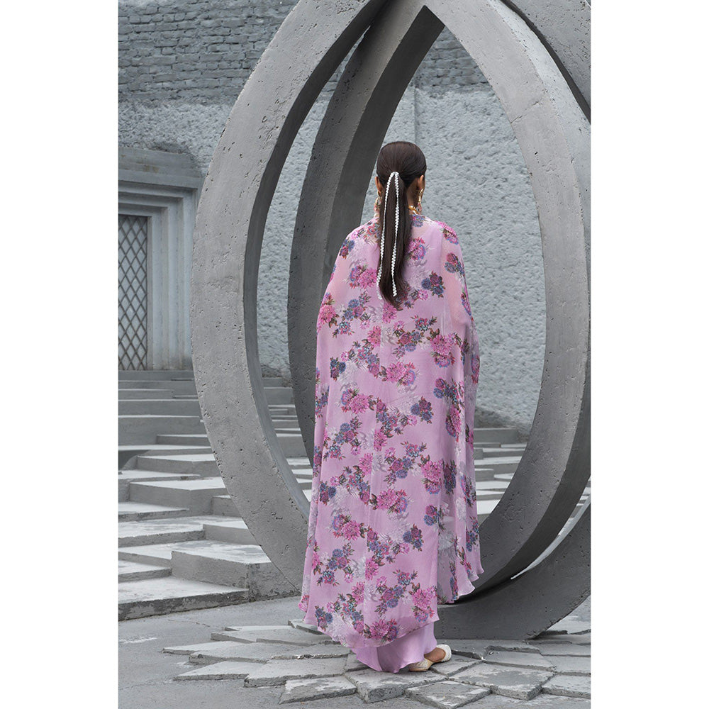 Chhavvi Aggarwal Women Floral Lavender Blouse with Skirt & Cape (Set of 3)