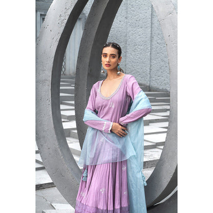 Chhavvi Aggarwal Women Embellished Lavender Anarkali Kurta with Pant & Dupatta (Set of 3)