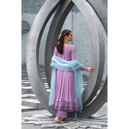 Chhavvi Aggarwal Women Embellished Lavender Anarkali Kurta with Pant & Dupatta (Set of 3)