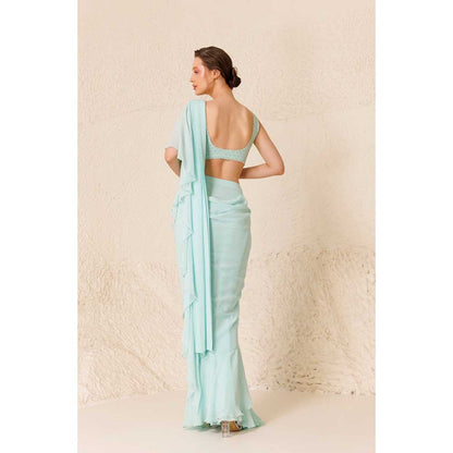 CHHAYA MEHROTRA Blue Saree with Stitched Blouse