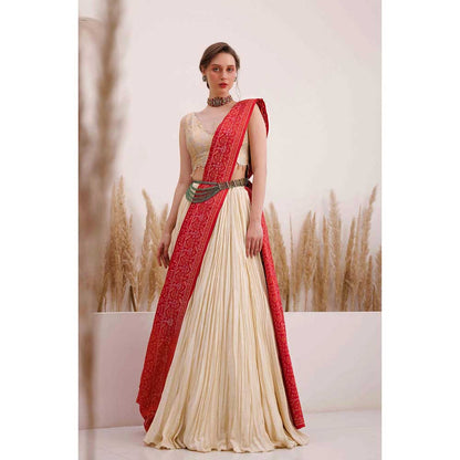 CHHAYA MEHROTRA Multicolour Aabida Saree with Stitched Blouse