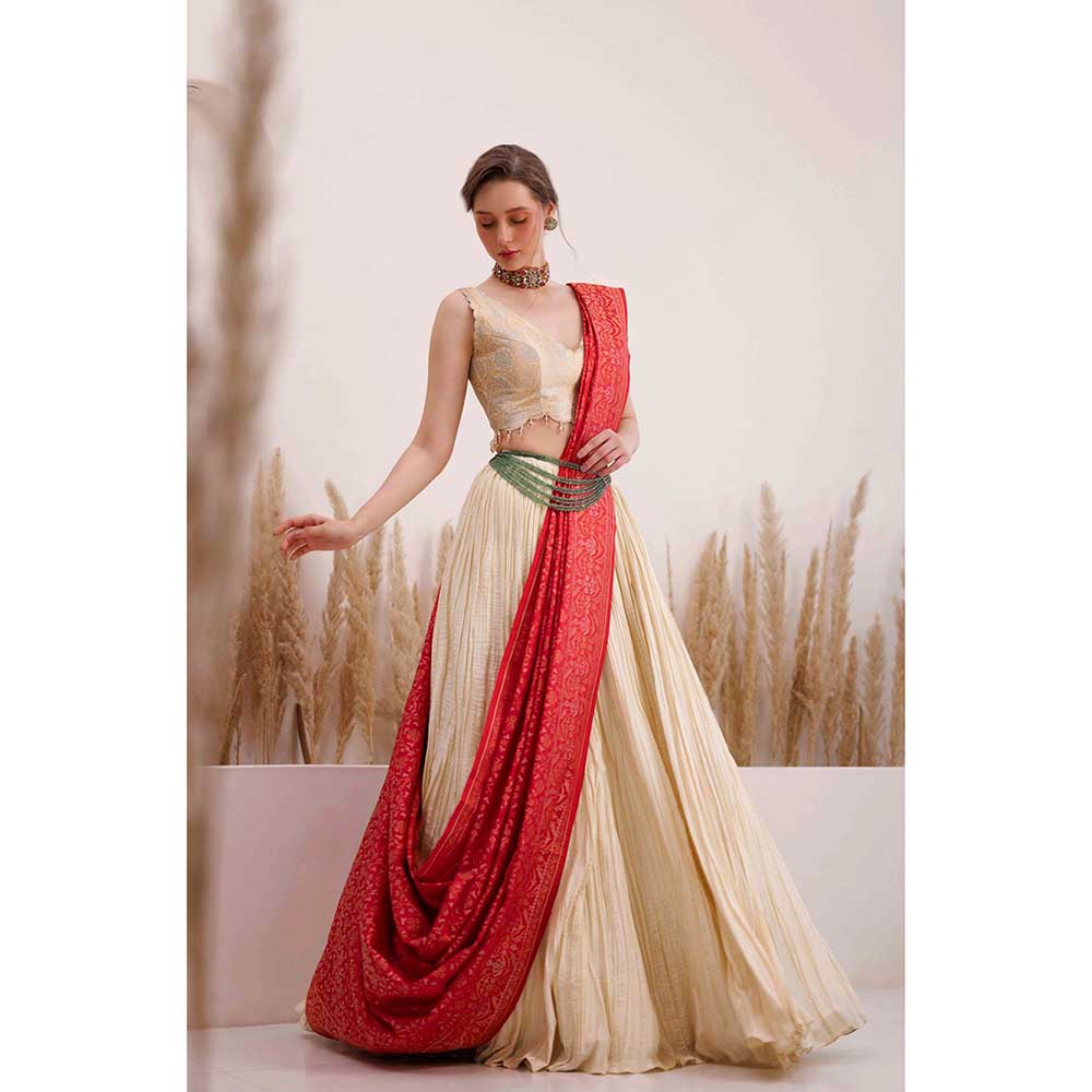 CHHAYA MEHROTRA Multicolour Aabida Saree with Stitched Blouse