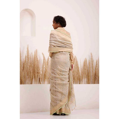 CHHAYA MEHROTRA Grey Chandra Saree with Stitched Blouse