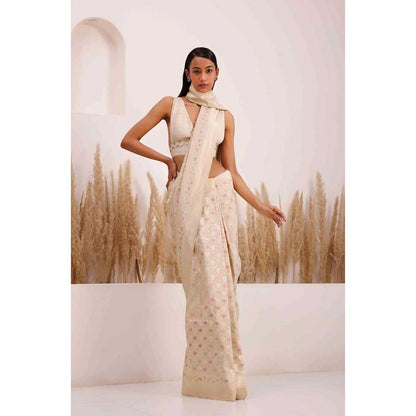 CHHAYA MEHROTRA Multicolour Falguni Saree with Stitched Blouse