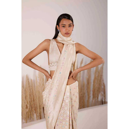 CHHAYA MEHROTRA Multicolour Falguni Saree with Stitched Blouse