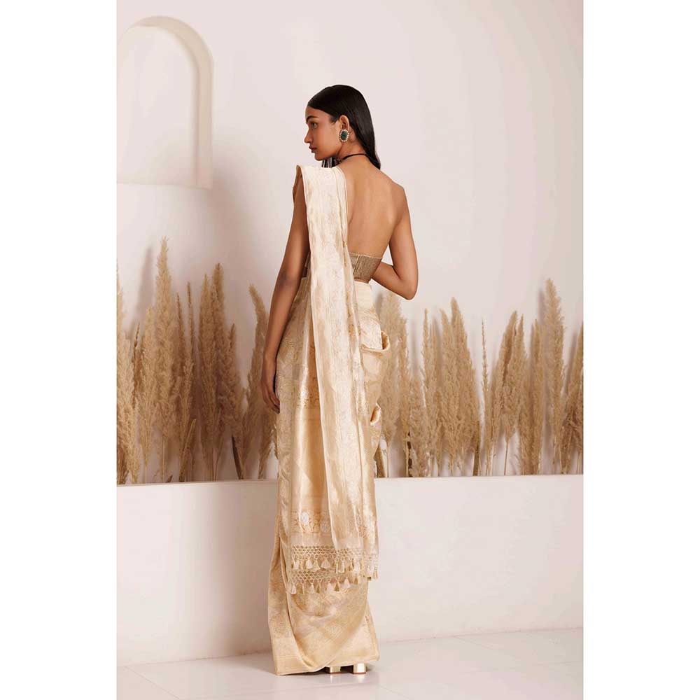 CHHAYA MEHROTRA Cream Taara Saree with Stitched Blouse