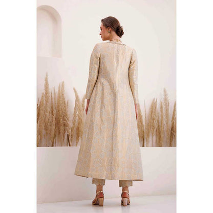 CHHAYA MEHROTRA Cream Anarkali With Churidar And Jacket (Set of 3)