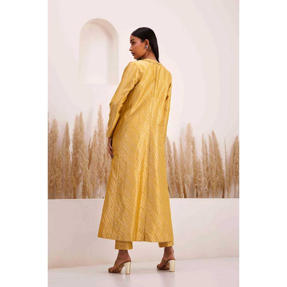 CHHAYA MEHROTRA Yellow Top With Pant And Jacket Coord (Set of 2)