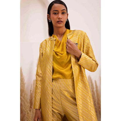 CHHAYA MEHROTRA Yellow Top With Pant And Jacket Coord (Set of 2)
