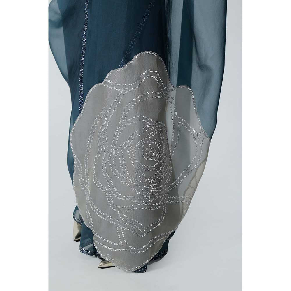 CHHAYA MEHROTRA Blue Gaia Saree with Bustier