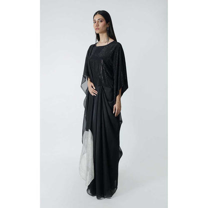 CHHAYA MEHROTRA Black Despina Saree with Stitched Blouse