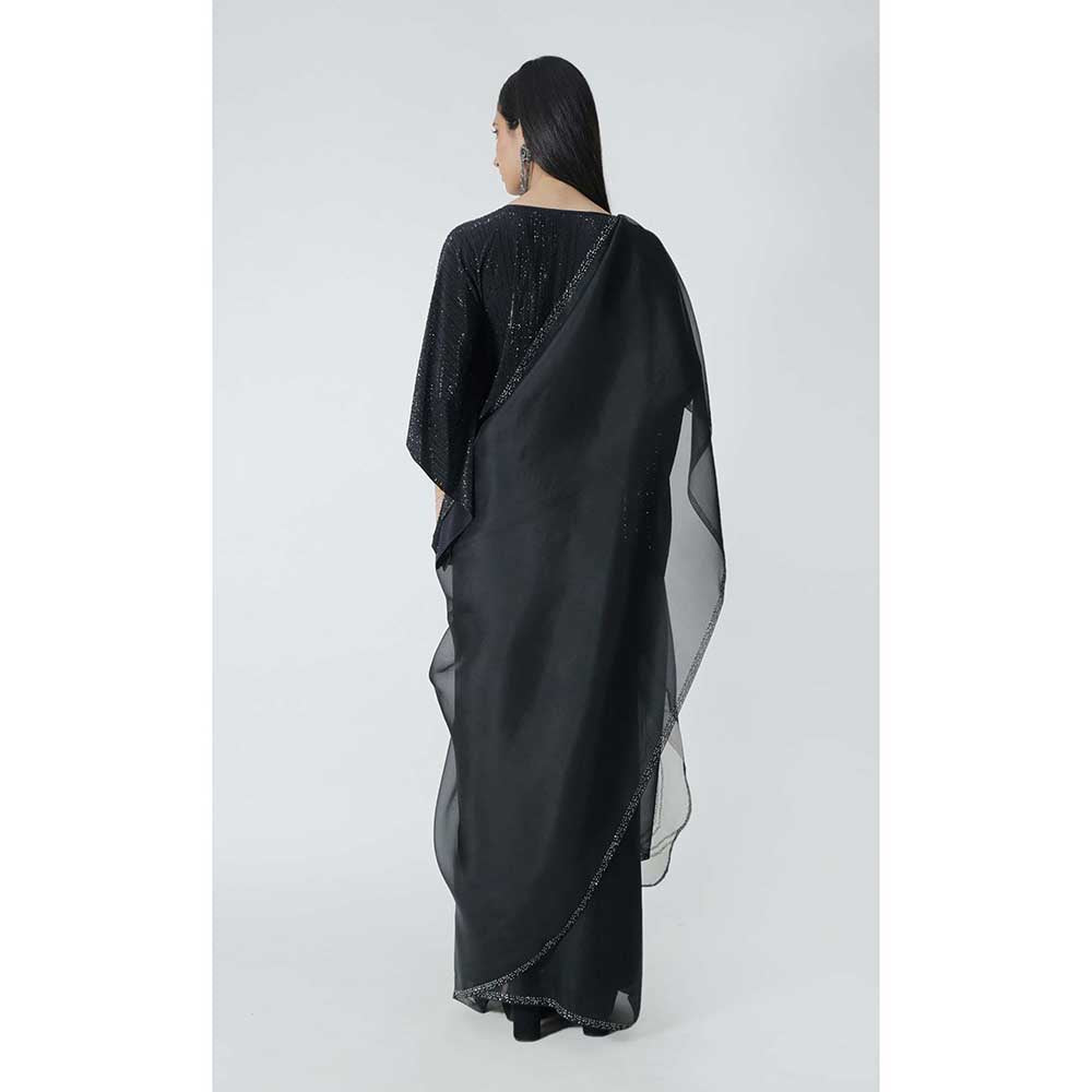 CHHAYA MEHROTRA Black Despina Saree with Stitched Blouse