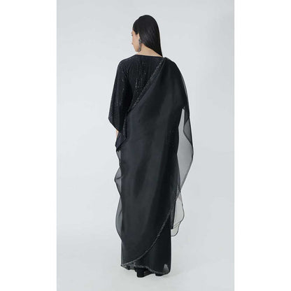 CHHAYA MEHROTRA Black Despina Saree with Stitched Blouse
