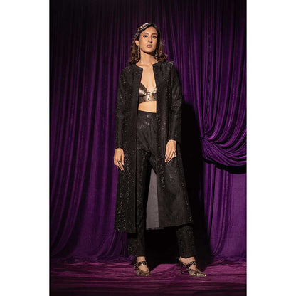 CHHAYA MEHROTRA Black Elio Jacket with Bralette and Pant (Set of 3)
