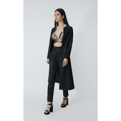 CHHAYA MEHROTRA Black Elio Jacket with Bralette and Pant (Set of 3)