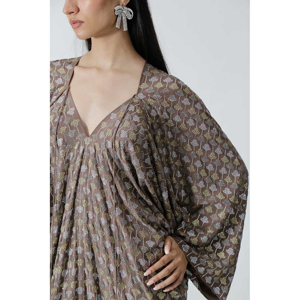 CHHAYA MEHROTRA Brown Lucine Kaftan Dress with Bralette (Set of 2)