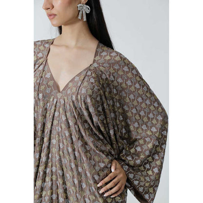 CHHAYA MEHROTRA Brown Lucine Kaftan Dress with Bralette (Set of 2)