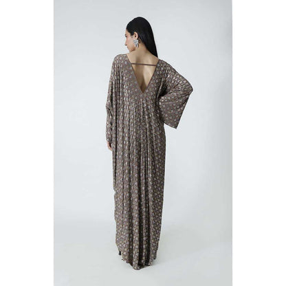 CHHAYA MEHROTRA Brown Lucine Kaftan Dress with Bralette (Set of 2)