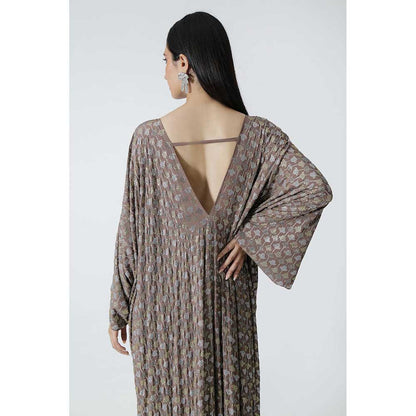 CHHAYA MEHROTRA Brown Lucine Kaftan Dress with Bralette (Set of 2)