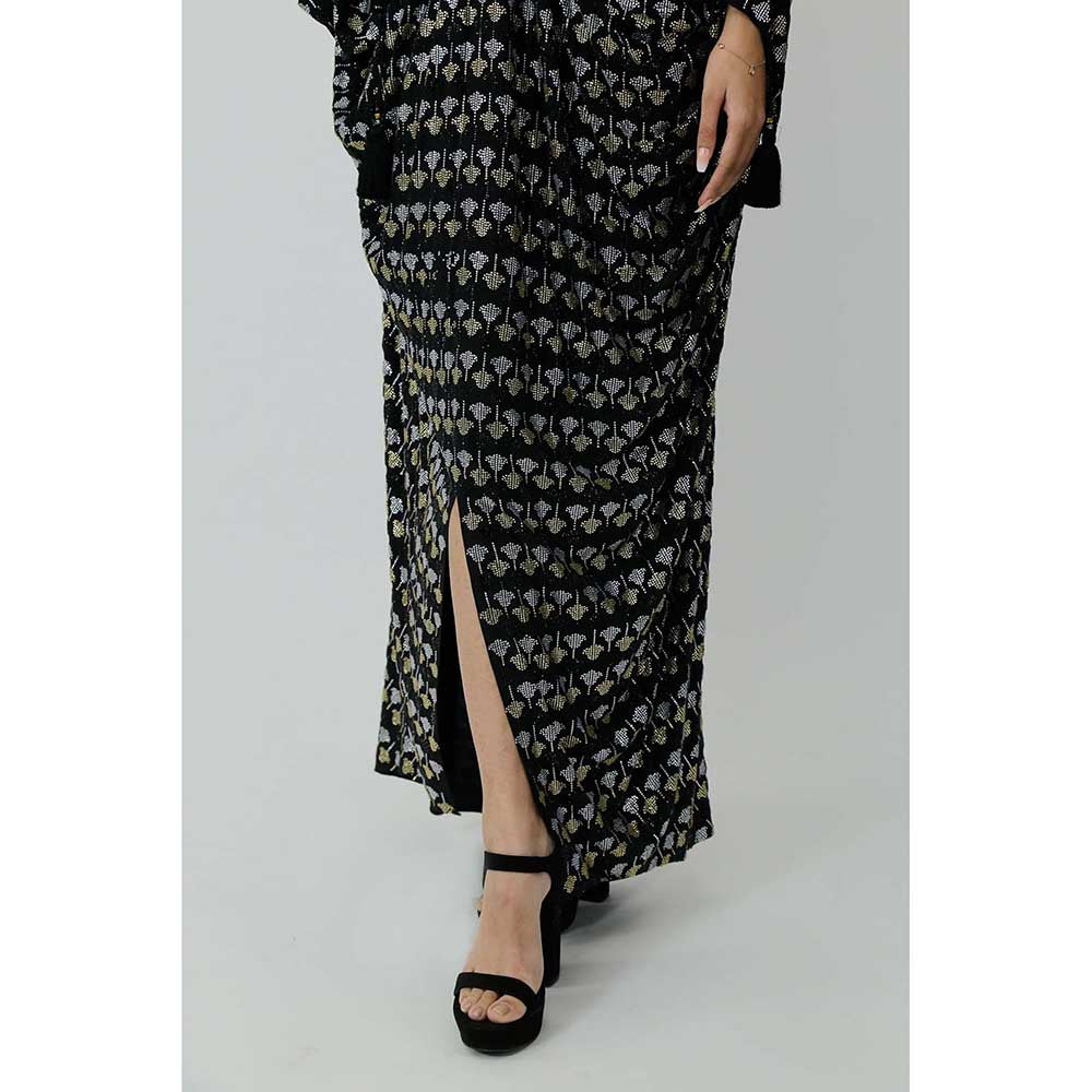 CHHAYA MEHROTRA Black Aurora Kaftan Dress with Bralette (Set of 2)