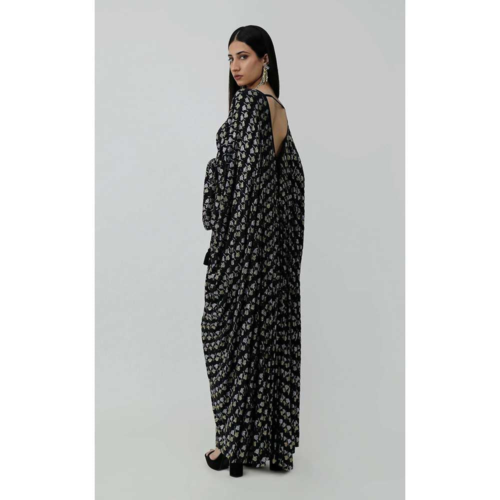 CHHAYA MEHROTRA Black Aurora Kaftan Dress with Bralette (Set of 2)
