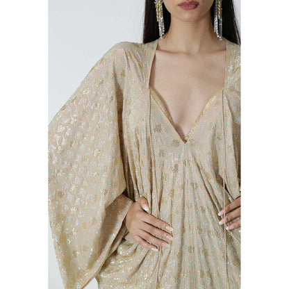 CHHAYA MEHROTRA Beige Dia Kaftan Dress with Bralette (Set of 2)